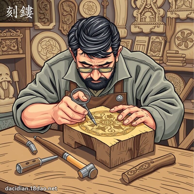 刻鏤 - 国语大辞典配图