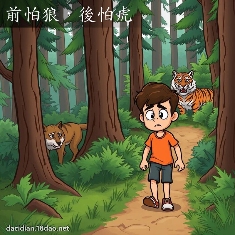 前怕狼，後怕虎 - 國語大辭典配圖