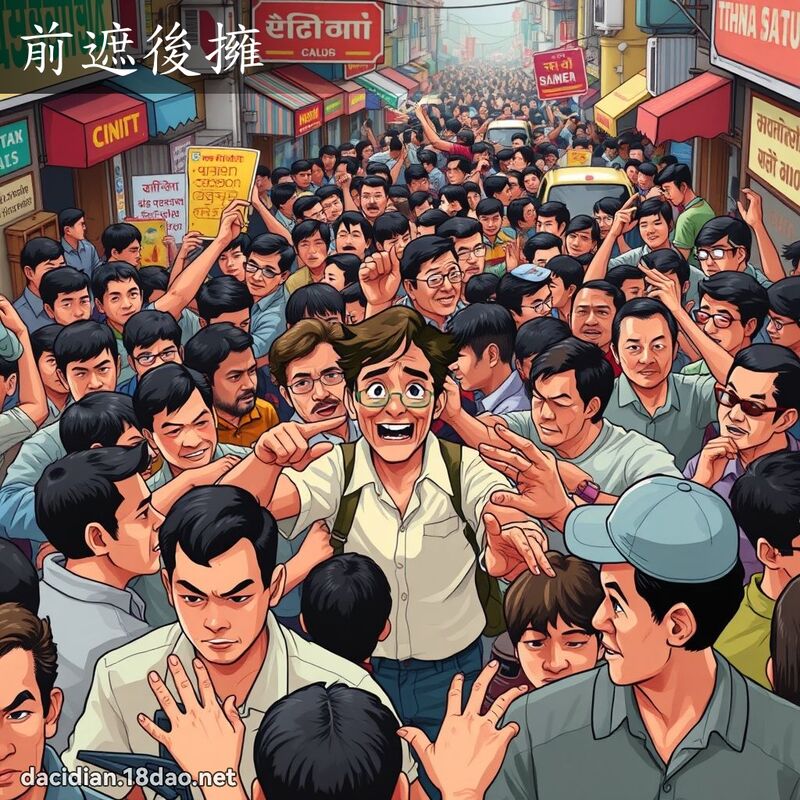 前遮后拥 - 国语大辞典配图