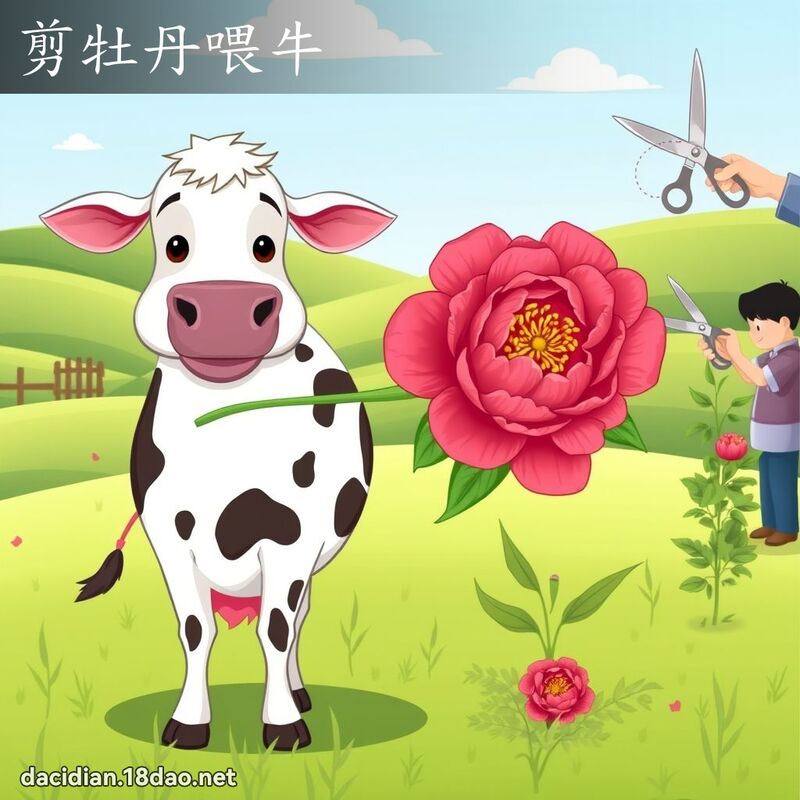 剪牡丹喂牛 - 国语大辞典配图