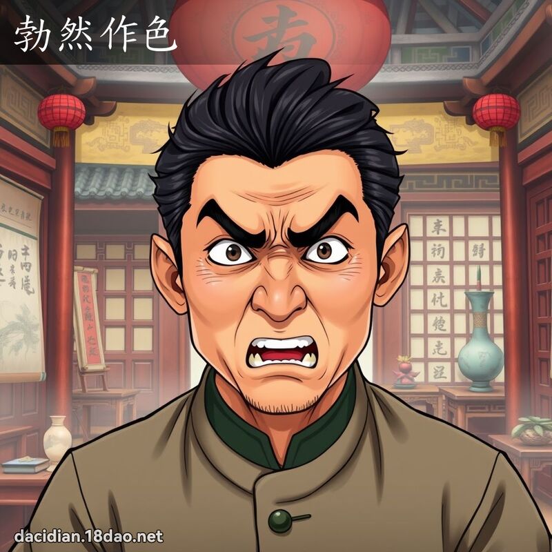 勃然作色 - 国语大辞典配图