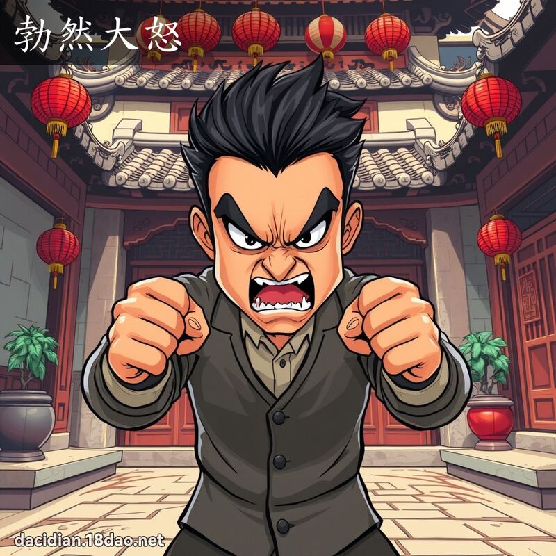 勃然大怒 - 國語大辭典配圖