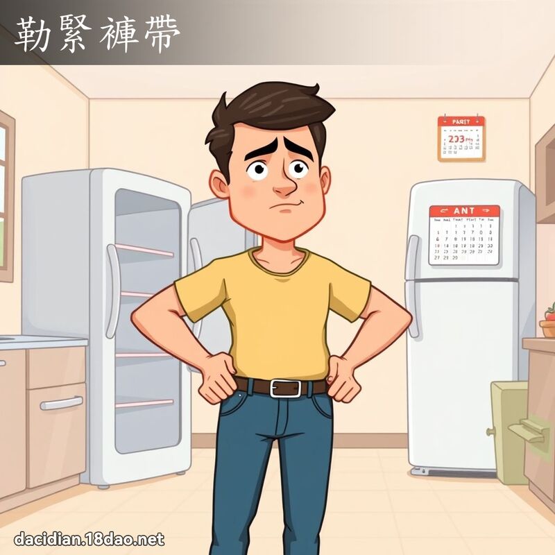 勒紧裤带 - 国语大辞典配图