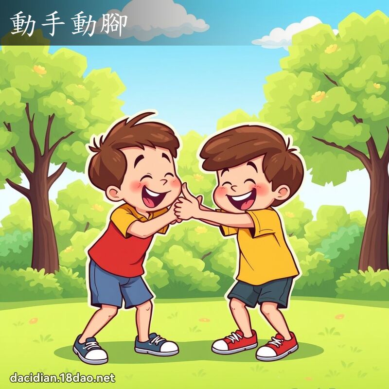 動手動腳 - 國語大辭典配圖