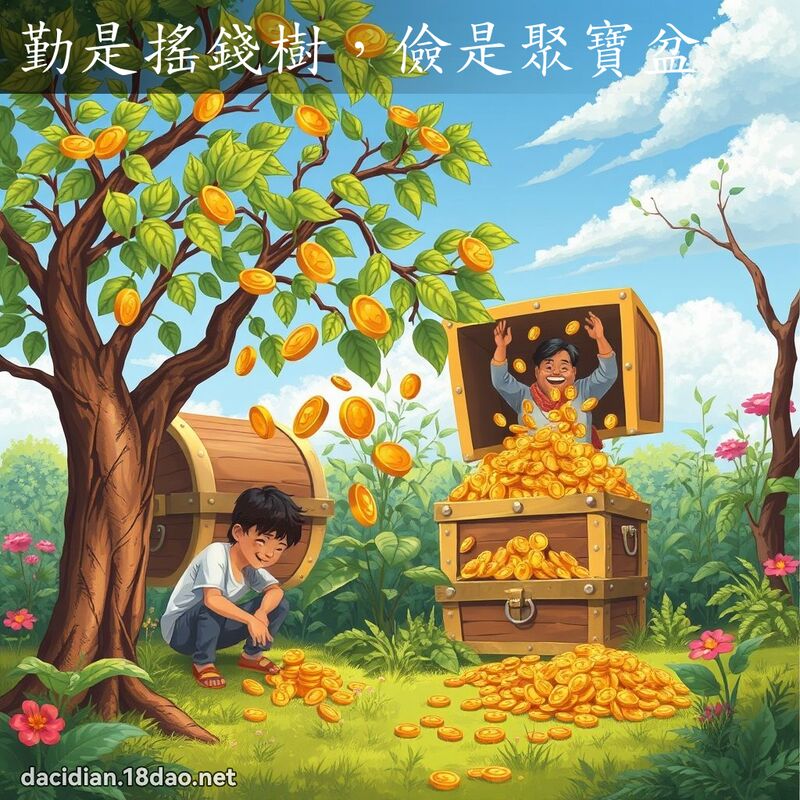 勤是搖錢樹，儉是聚寶盆 - 國語大辭典配圖