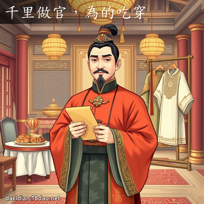 千里做官，為的吃穿 - 國語大辭典配圖