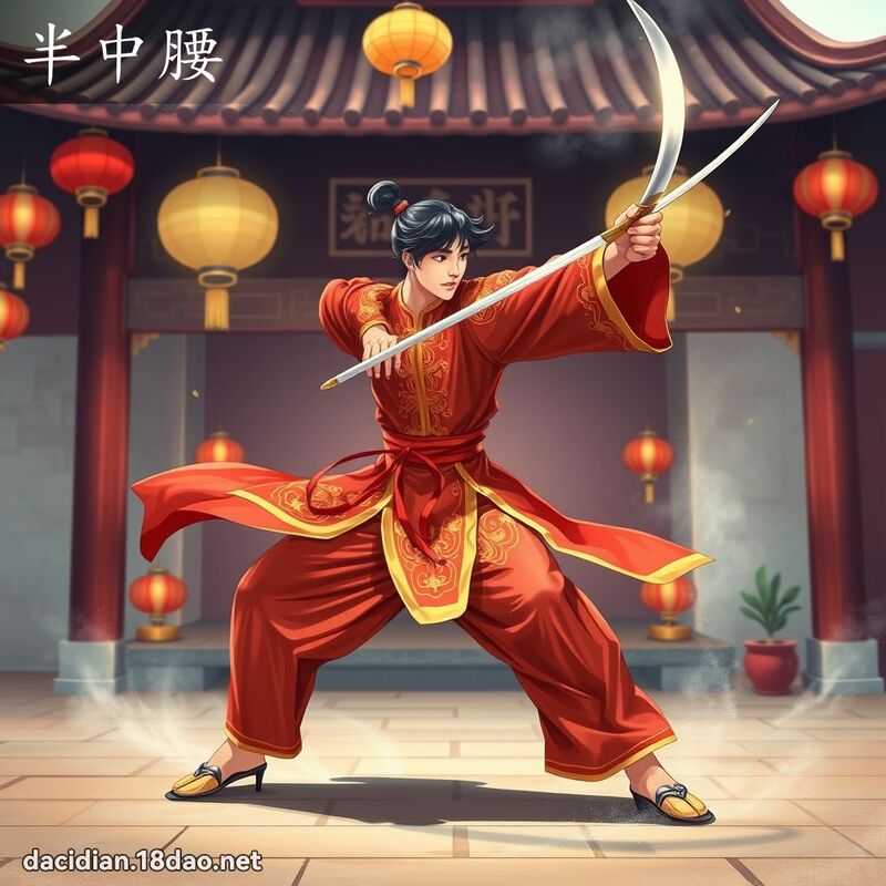 半中腰 - 國語大辭典配圖