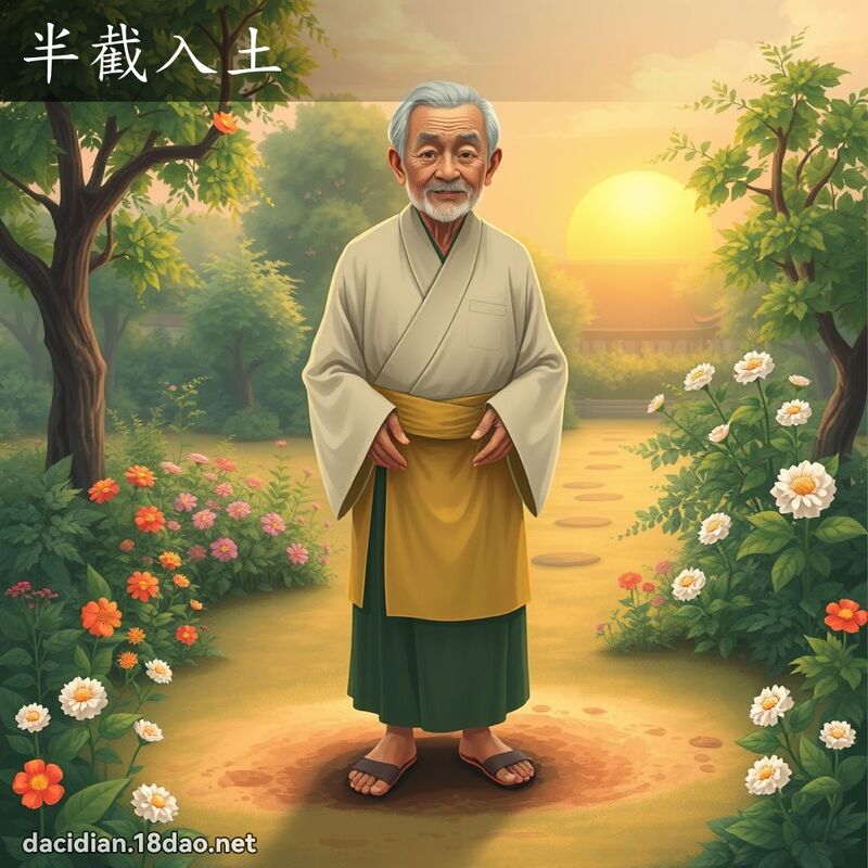半截入土 - 国语大辞典配图