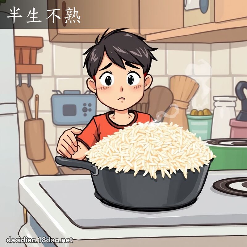 半生不熟 - 國語大辭典配圖