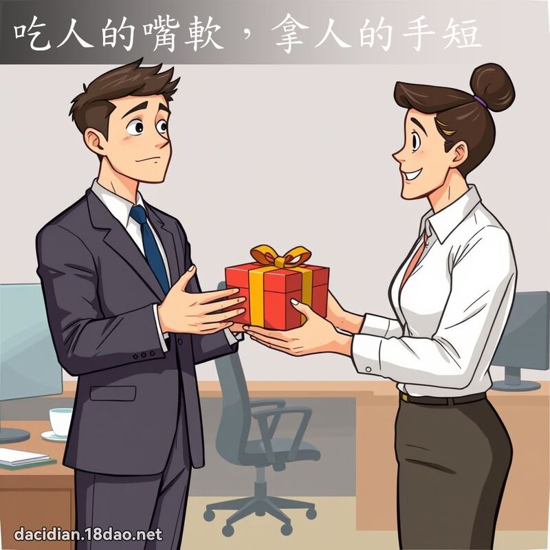 吃人的嘴軟，拿人的手短 - 國語大辭典配圖