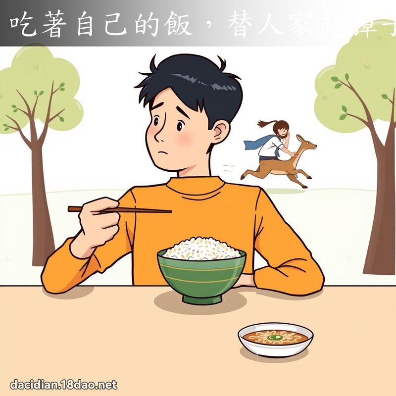 吃著自己的饭，替人家赶獐子 - 国语大辞典配图