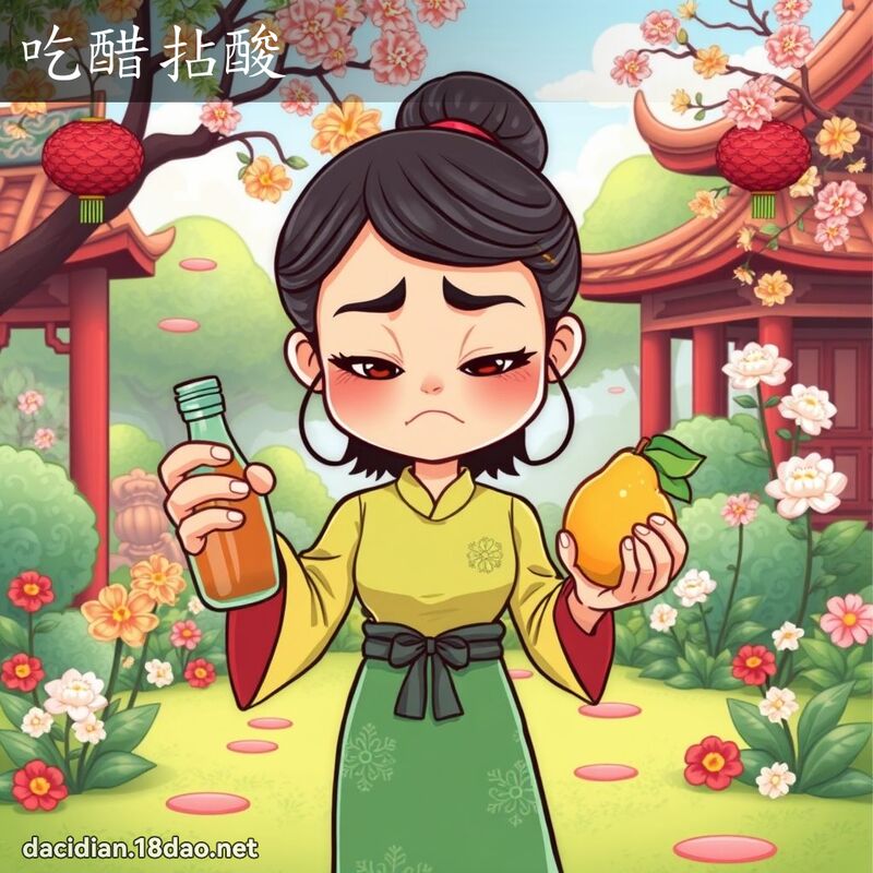 吃醋拈酸 - 国语大辞典配图