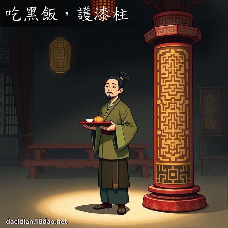 吃黑饭，护漆柱 - 国语大辞典配图