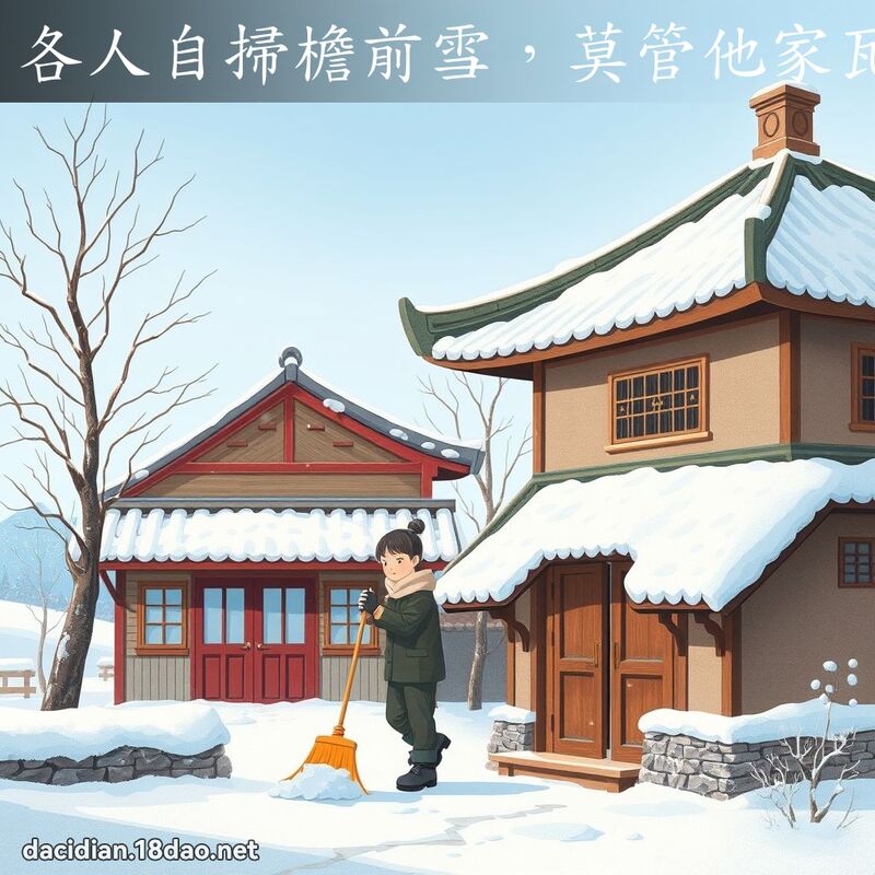 各人自扫檐前雪，莫管他家瓦上霜 - 国语大辞典配图