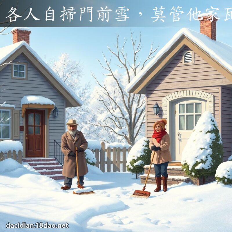 各人自扫门前雪，莫管他家瓦上霜 - 国语大辞典配图