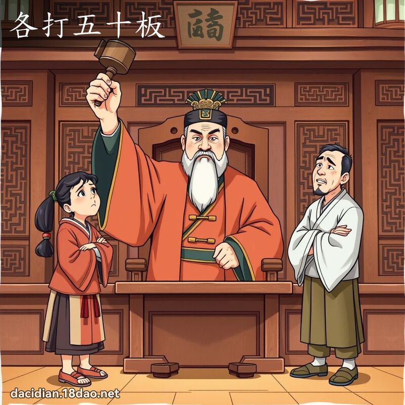 各打五十板 - 國語大辭典配圖