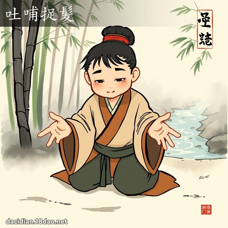 吐哺捉髮 - 國語大辭典配圖