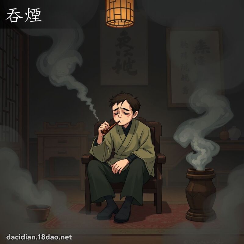 吞煙 - 國語大辭典配圖