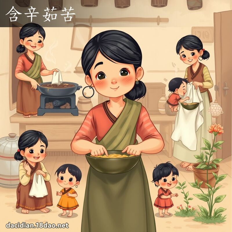 含辛茹苦 - 国语大辞典配图