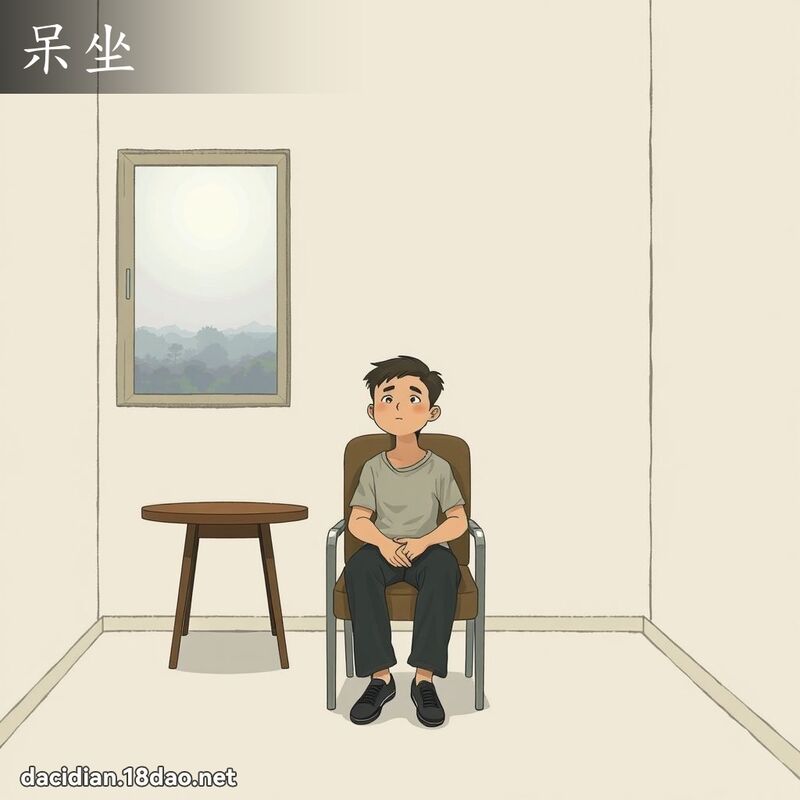 呆坐 - 國語大辭典配圖