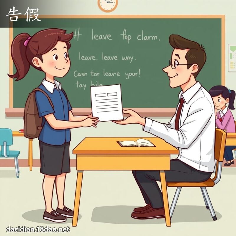 告假 - 国语大辞典配图