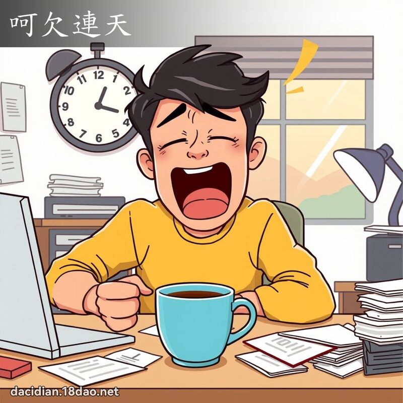 呵欠连天 - 国语大辞典配图
