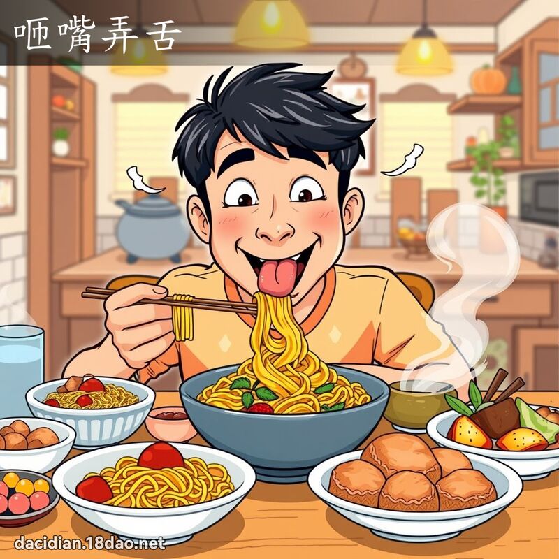 咂嘴弄舌 - 國語大辭典配圖