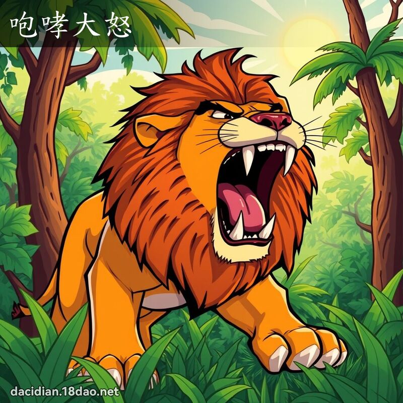 咆哮大怒 - 国语大辞典配图