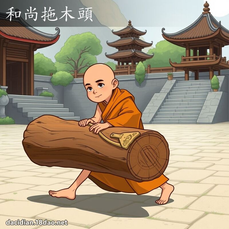 和尚拖木頭 - 國語大辭典配圖