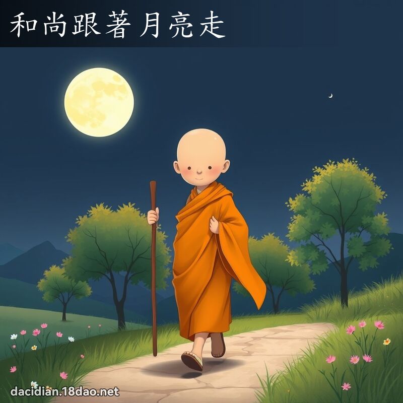 和尚跟著月亮走 - 國語大辭典配圖