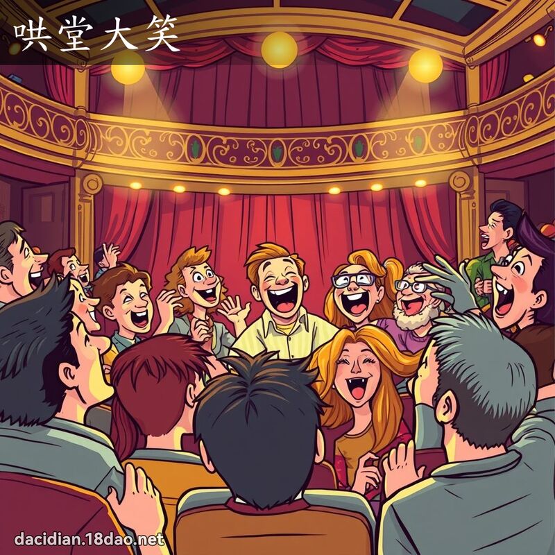 哄堂大笑 - 國語大辭典配圖