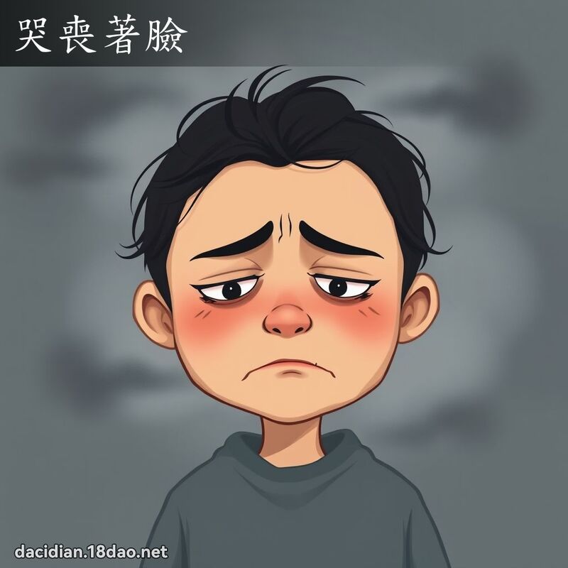 哭喪著臉 - 國語大辭典配圖