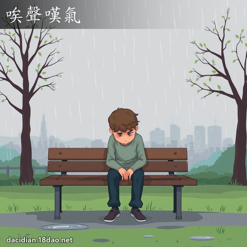 唉聲嘆氣 - 國語大辭典配圖