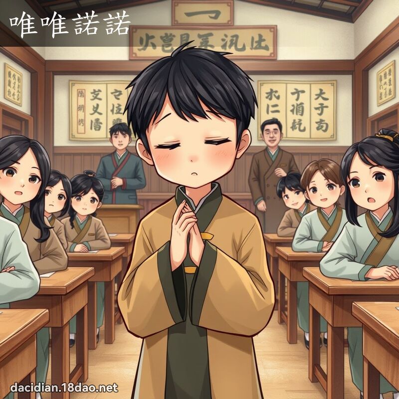 唯唯諾諾 - 國語大辭典配圖