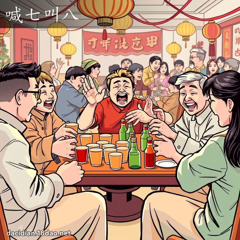喊七叫八 - 國語大辭典配圖
