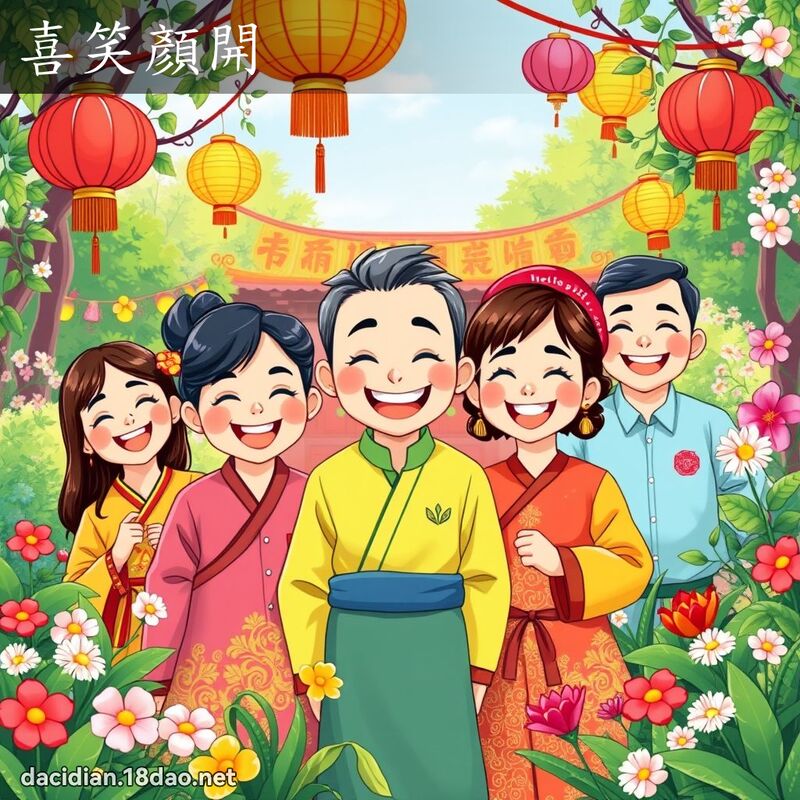 喜笑顏开 - 国语大辞典配图
