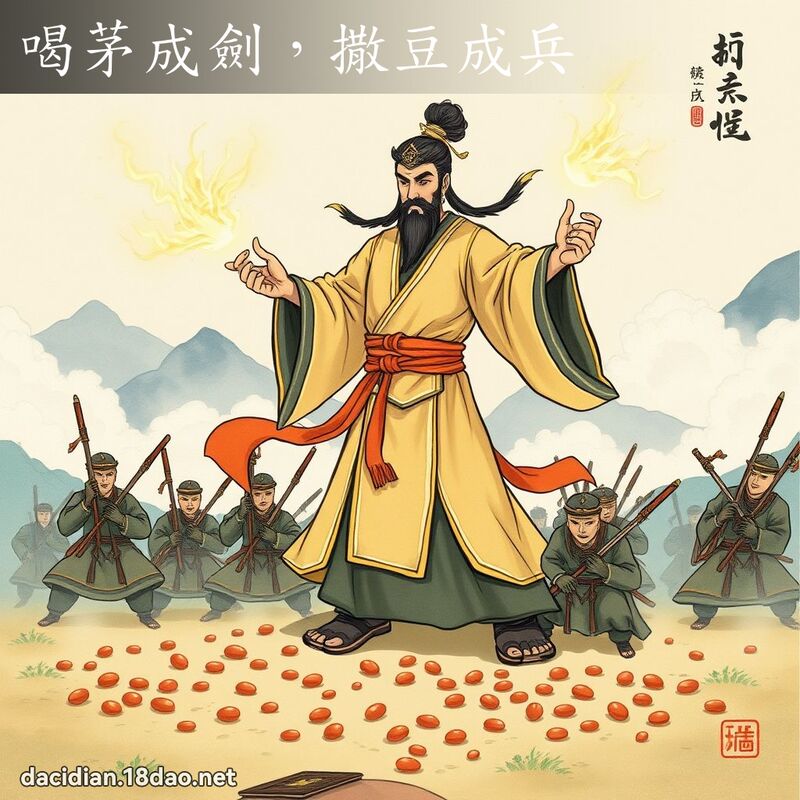 喝茅成劍，撒豆成兵 - 國語大辭典配圖