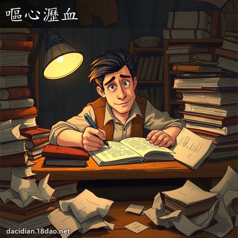嘔心瀝血 - 國語大辭典配圖