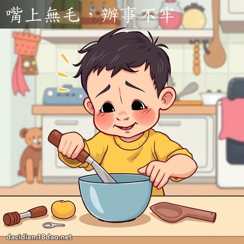 嘴上無毛，辦事不牢 - 國語大辭典配圖