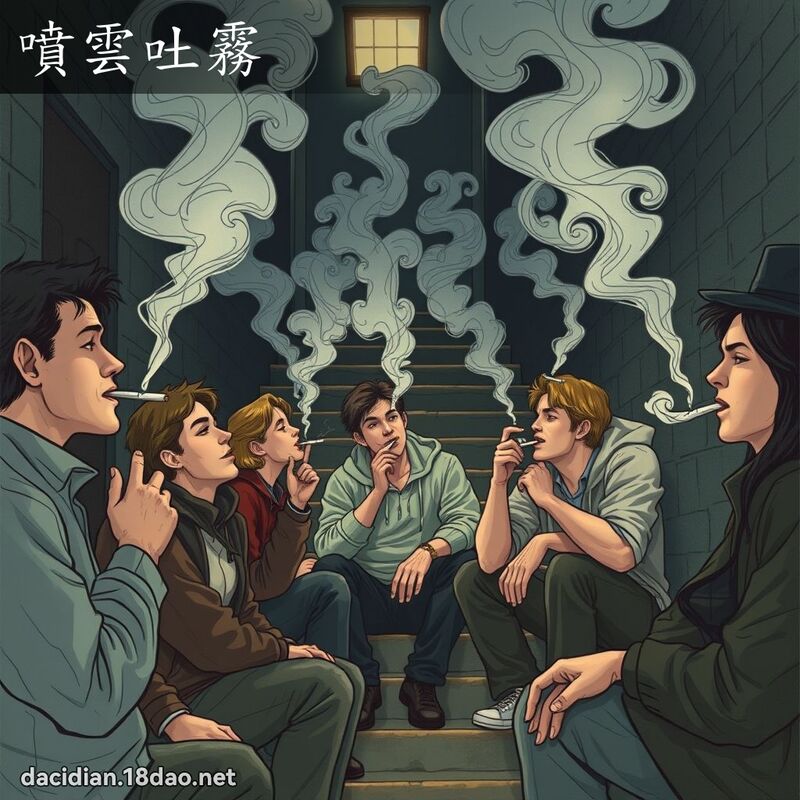 噴雲吐霧 - 國語大辭典配圖