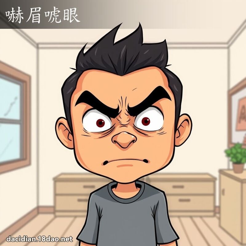 嚇眉唬眼 - 国语大辞典配图