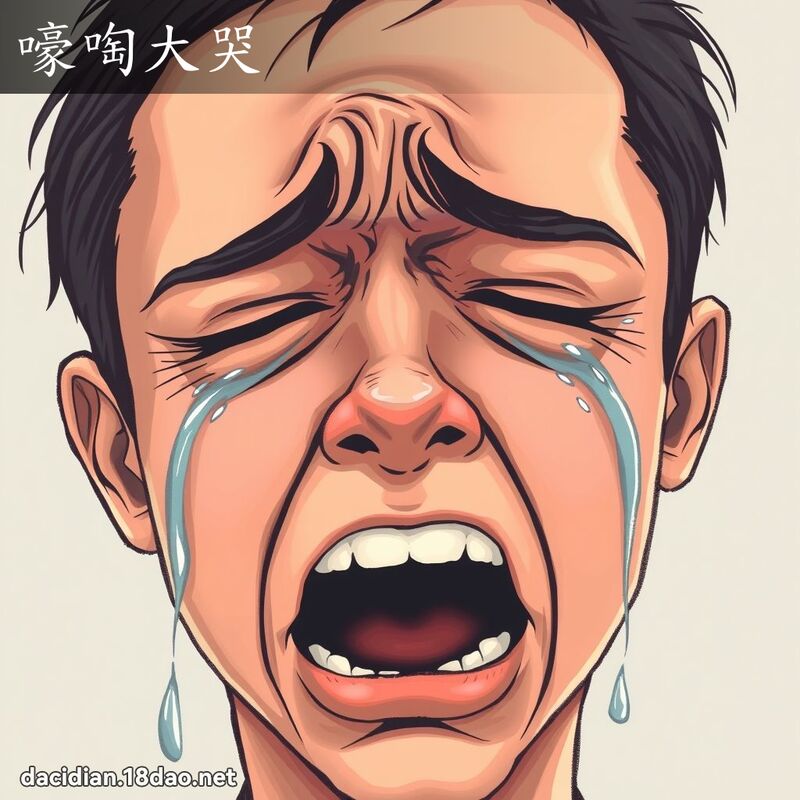 嚎啕大哭 - 國語大辭典配圖