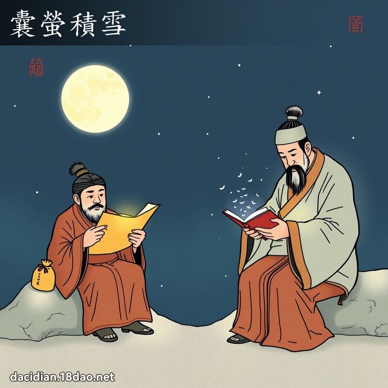 囊萤积雪 - 国语大辞典配图