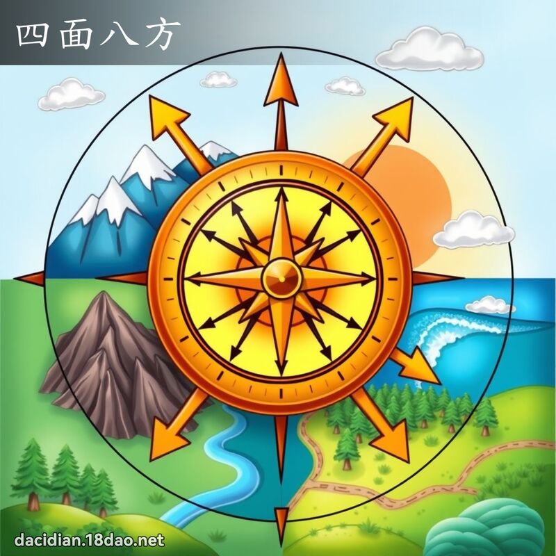 四面八方 - 国语大辞典配图