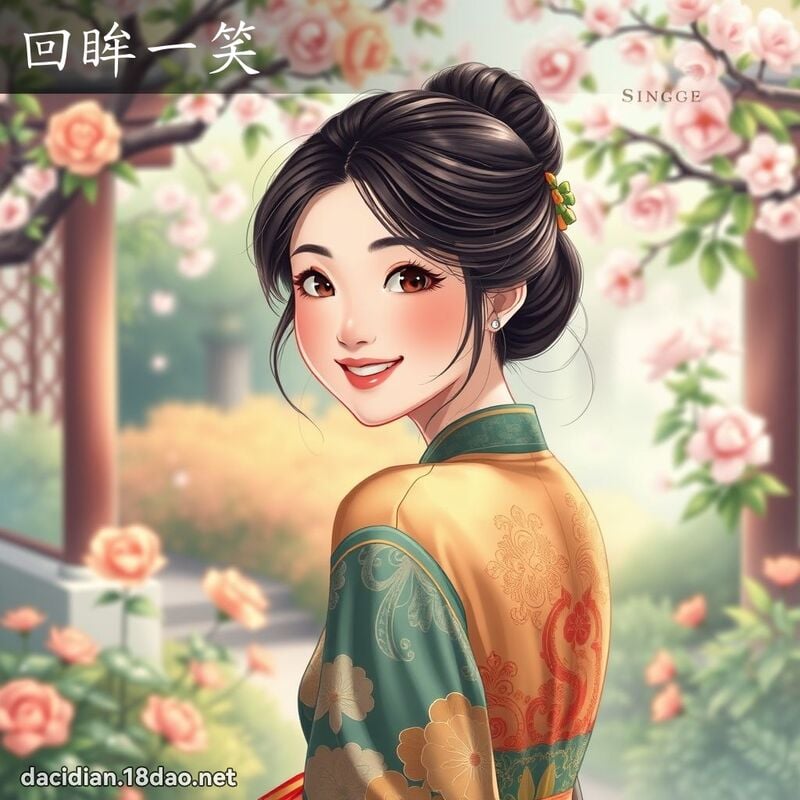 回眸一笑 - 国语大辞典配图