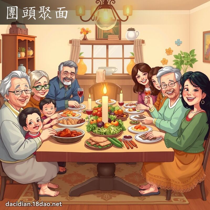 团头聚面 - 国语大辞典配图
