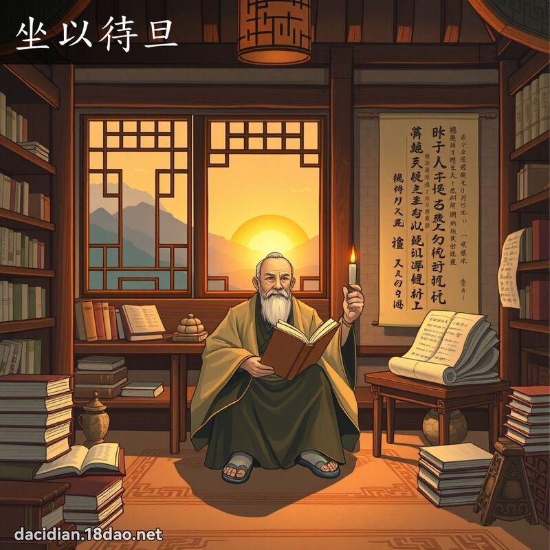 坐以待旦 - 国语大辞典配图
