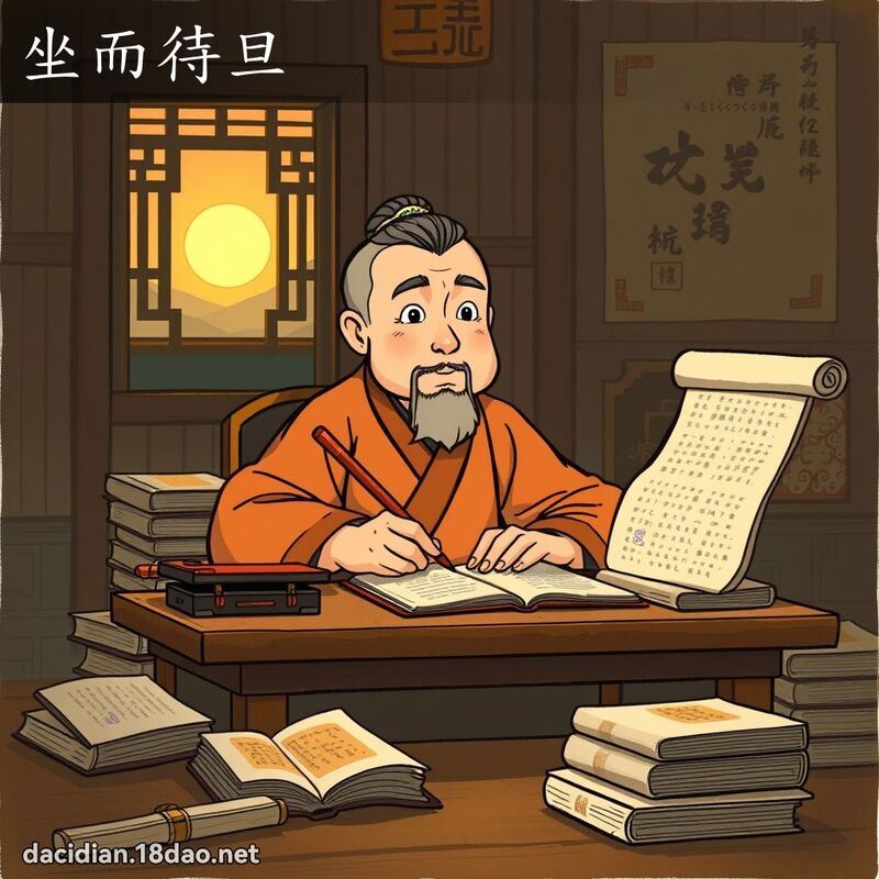 坐而待旦 - 国语大辞典配图