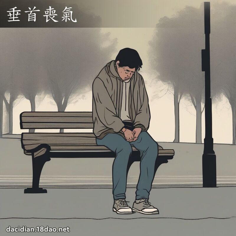 垂首丧气 - 国语大辞典配图
