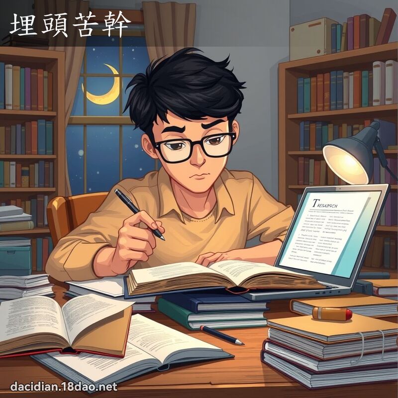 埋头苦干 - 国语大辞典配图